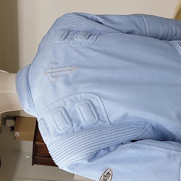 Thrill Ride Motorcycle Biker Jacket Light Blue Mesh Padded Size Medium - Picture 7 of 16